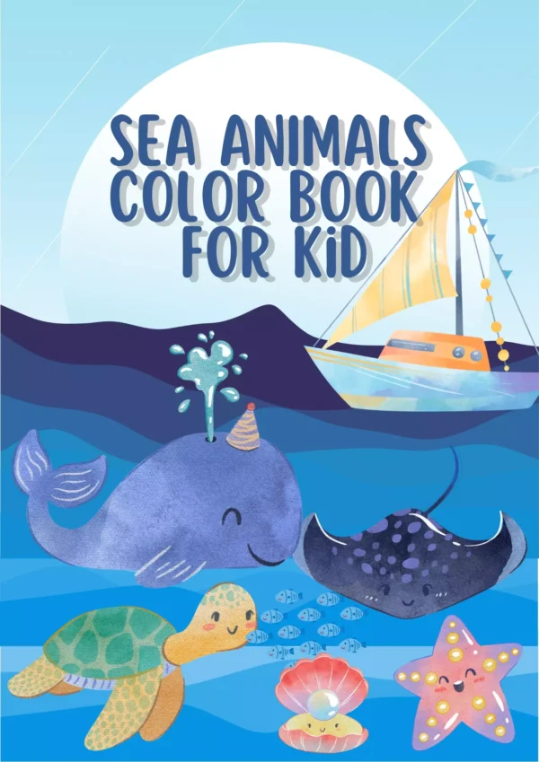 Sea Animals Coloring Book in Black and White Printable Style