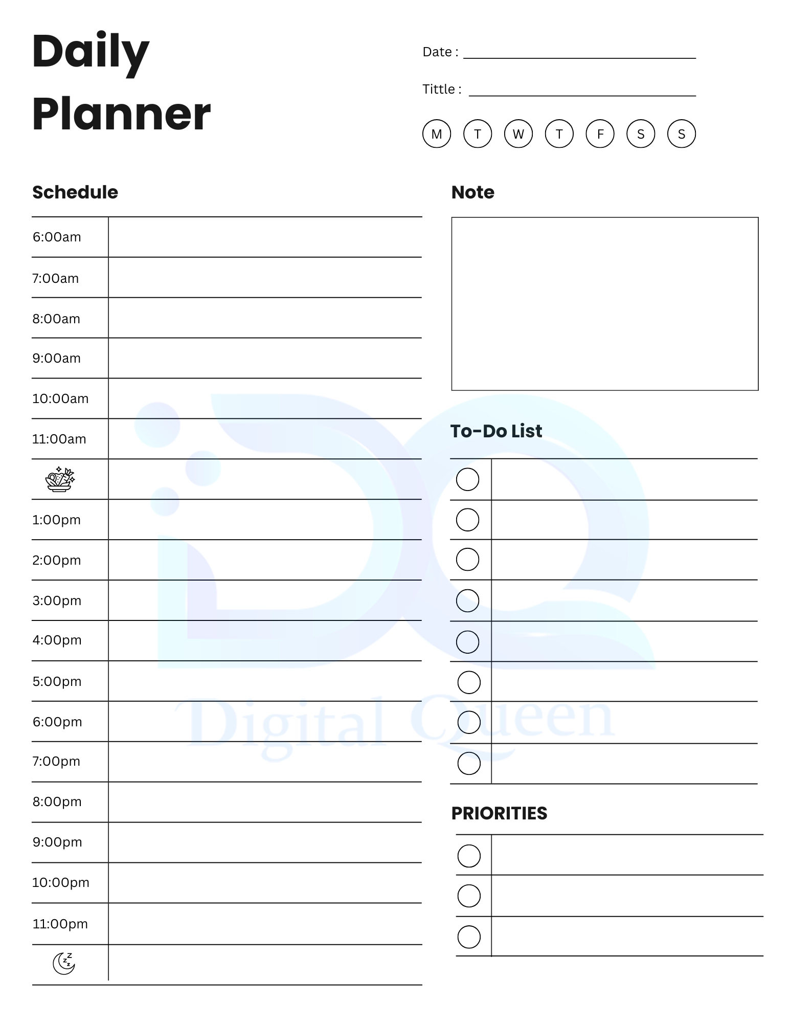 Printable - Fillable Daily Planner | A4 & A5 PDF Templates | Instant Download 3 Printable - Fillable Daily Planner | A4 & A5 PDF Templates | Instant Download - Image 3
